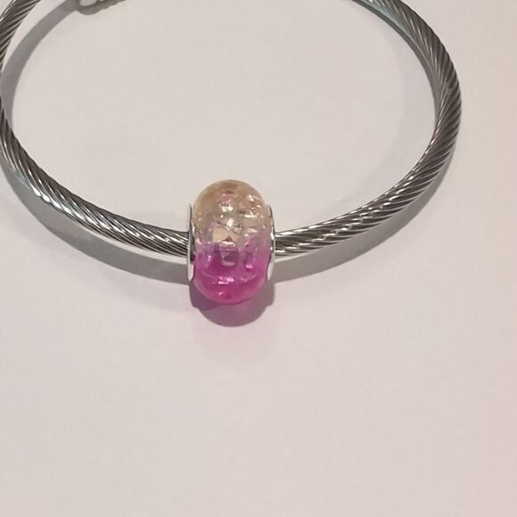 Silver Pink and Yellow Charm for Pandora Style Bracelet - Picture 3 of 6